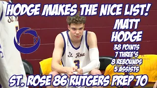 St. Rose 86 Rutgers Prep 70 Villanova commit | Matt Hodge 38 points | Boys Basketball highlights