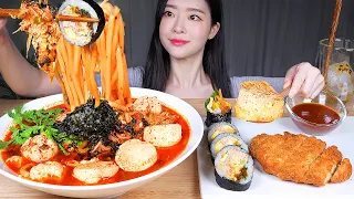 맵칼의 정석 ★ 매운순두부우동 🔥 김밥 돈까스 먹방 ASMR MUKBANG | Spicy Sundubu Udon (Soft Tofu) Tuna Gimbap & Pork Cutlet