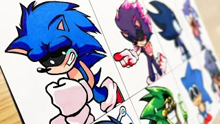 Drawing FNF-NEW SONIC.EXE / B3 Sonic.exe Endless-Majin Sonic / Hell Reborn-Lord X / Dark Sonic