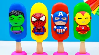 Satisfying Video 🧟 Ice Cream mod Superheroes with clay 🧟 Hulk, Captain America, Spiderman, Iron Man