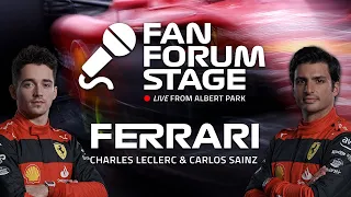 Ferrari's Charles Leclerc & Carlos Sainz, from the F1® Australian Grand Prix Fan Forum Stage