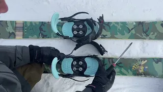 Skis built for snowboard bindings