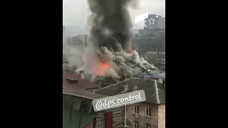 Ресторан загорелся во Владивостоке «Небесный замок» на улице Никифорова