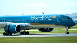 Airbus A350 Vietnam Airlines in Minsk National Airport. Landing and take off to Hanoi, Vietnam.