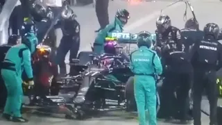 mercedes f1 double pit stop show benny hills