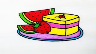 How To Draw Cake And Fruits. Watermelon . Strawberry. Як намалювати торт і фрукти. Кавун .Полуниця.