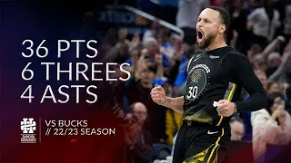 Stephen Curry 36 pts 6 threes 4 asts vs Bucks 22/23 season