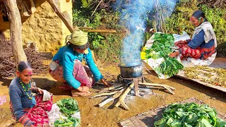 organic countryside food cooking nepal || gava making processing || typical nepali village food ||