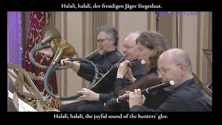 Hunting Scene Haydn's "The Seasons" on Parforce hunting horns in Eb with German & English subtitles.