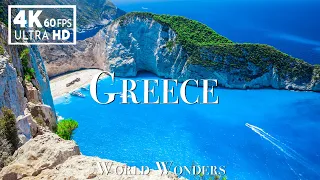 FLYING OVER GREECE (4K UHD) - Amazing Beautiful Scenery With Calming Music - 4K Video Ultra HD