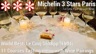 Paris 3 Stars Michelin Le Cinq $658pp (€604) World Top Fine Dining 11 Tasting Course Wine Pairings