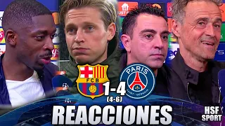 🔴 REACCIONES post partido DE JONG DEMBELE XAVI y LUIS ENRIQUE | Barcelona 1 PSG 4