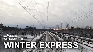 TRAIN DRIVER'S VIEW: Winter Express (Gävle to Stockholm)