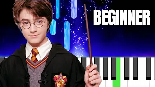 SUPER EASY!  Harry Potter Piano Tutorial - BEGINNER - Hedwig's Theme by John Williams