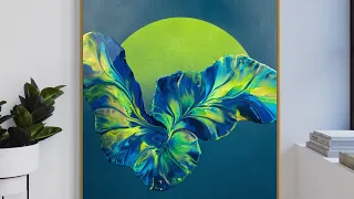 NEW TECHNIQUE! Dry Botanical Dutch Pour On Stunning Ombré Background Fluid Art/Acrylic Pour Painting