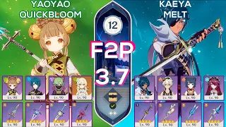 [F2P] NEW Spiral Abyss 3.7 Yaoyao QuickBloom & Kaeya Melt I Floor 12 9 stars Genshin Impact