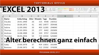 Alter Berechnen in Excel (Jahre, Monate,Tage, Stunden, Minuten)