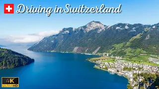 Driving in Switzerland 🇨🇭| Vierwaldstättersee - Lake Lucerne | Relaxing Music | 4K