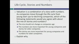 Session 13: More on Stories and first steps on Valuation