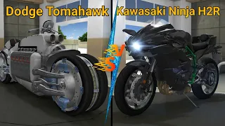 Kawasaki Ninja h2r VS Dodge Tomahawk - motorcycles drag racing GamePlay [ Traffic Rider ]