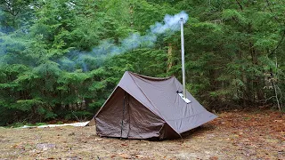 Hot Tent Camping in the Rain