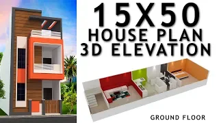 15X50 House plan with 3d elevation by nikshail