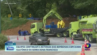 Serra Dona Francisca: continua a operação de retirada do ácido sulfônico