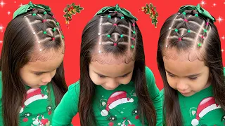 PEINADO NAVIDEÑO CON PELO SUELTO/PEINADO PARA NIÑAS FACIL Y BONITO