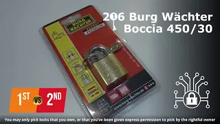 216 🔐 1st 🆚 2nd time picking Burg Wächter Boccia 450/30 dimple padlock