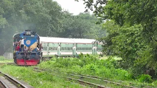 Sirajganj Express Train passing through a sharp rail curve-  Bangladesh Railway