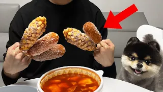 생애 첫 명랑핫도그+로제떡볶이 먹방 (밸런스게임도 함)