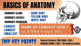 Basics of anatomy | smallest largest organ in human body | general science| for NEET |nursing medico