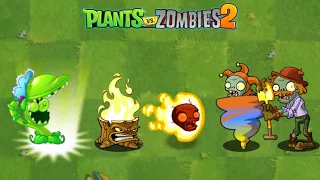 PvZ2 Challenge - All Peashooter Power-Up vs Jester & Excavator Zombie !