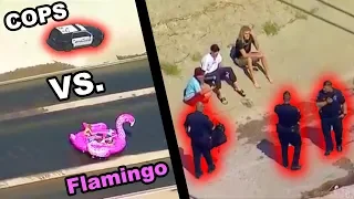 GIANT FLAMINGO VS. L.A.P.D. (Police Chase Inflatable Flamingo Raft Down L.A. River) | JOOGSQUAD PPJT