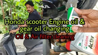 #honda scooter engine oil change at home #honda dio engine oil & gear oil changing