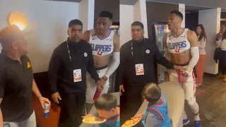 Russell Westbrook gets into it with Suns fan at halftime: "Watch your mouth motherf**ker"