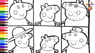 Drawing And Coloring Peppa Pig 🐷🐷🐷🐷 🌈 With Her FamilyDrawings For Kids