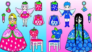 Vestido De Muñeca De Papel - Pink VS Blue Princess New School #2 - Woa Doll Español