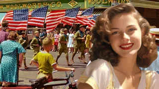 1930s-40s USA - Real Street Scenes Of Life In America In Color (30 min)