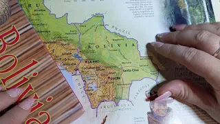 ASMR ~ Bolivia History & Geography ~ Soft Spoken Page Turning Map Tracing