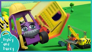 Oh No! Upside Down & Topsy-Turvy! 🚧 🚜 | Digley and Dazey | Kids Construction Truck Cartoons