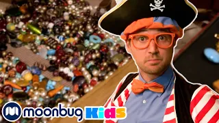 BLIPPI Pirate Jewelry Heist! | Nursery Rhymes & Kids Songs | Moonbug Kids Play and Learn