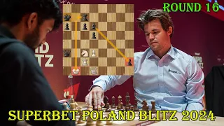 NICE ATTACK!! Gukesh vs Carlsen || Superbet Poland Blitz 2024 - R16