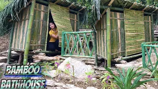 (episode 11) Asian Girl's Journey to Build a Dream House (Building a Bamboo Bathhouse)