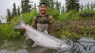 GIANT Alaska King Salmon Fishing! (40 LB King)