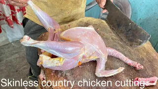 Amazing Skinless Country Chicken Cutting Skills | Natukodi cutting skills | Village Cutting Skills