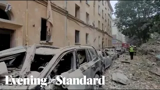 Ukraine video shows aftermath of strike on Lviv