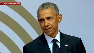Former U.S.  President Obama delivers the 16th Nelson Mandela annual lecture