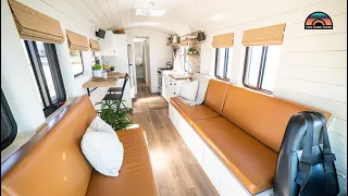 Family Of 4 & Their DIY Raised Roof School Bus Tiny House