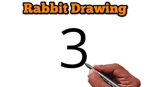 Rabbit Drawing From Number 3 | Amazing Rabbit Drawing for beginners | Number drawing